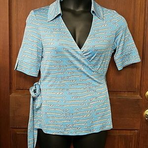 Diane Von Furstenberg vintage blue wrap top 14