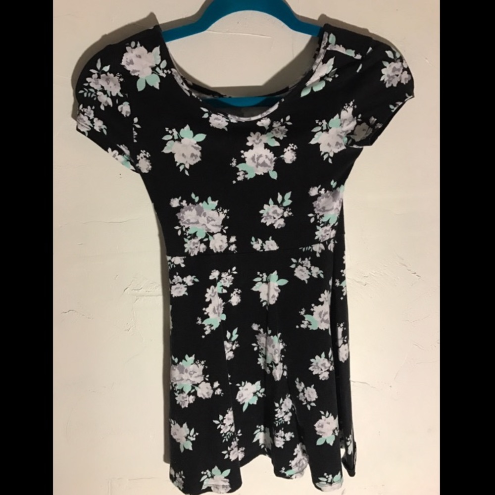 Black Floral Dress With Open Back