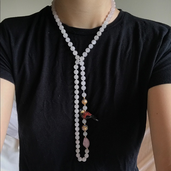 Handmade Japanese Beaded Bird Necklace - Picture 1 of 3