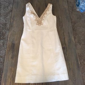 Lilly Pulitzer White & Gold Shift dress
