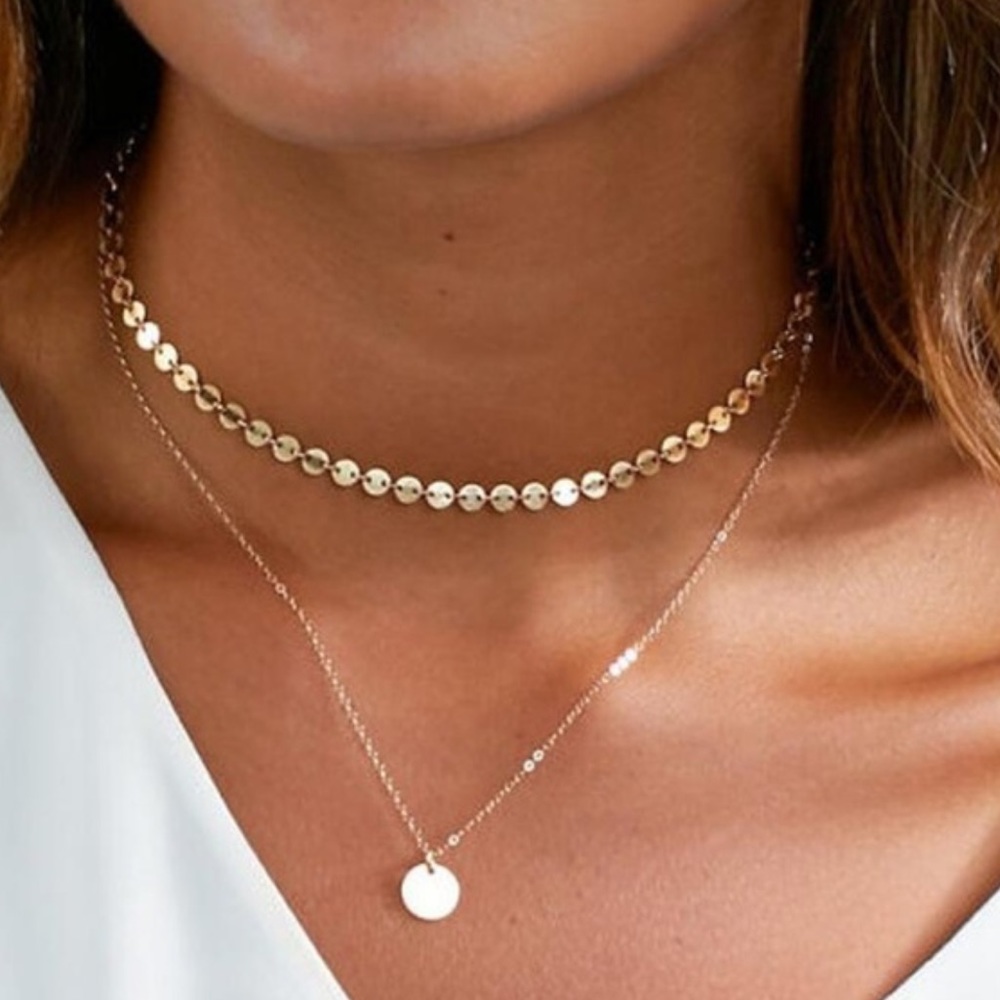Gold delicate layer boho coin choker necklace NWOT