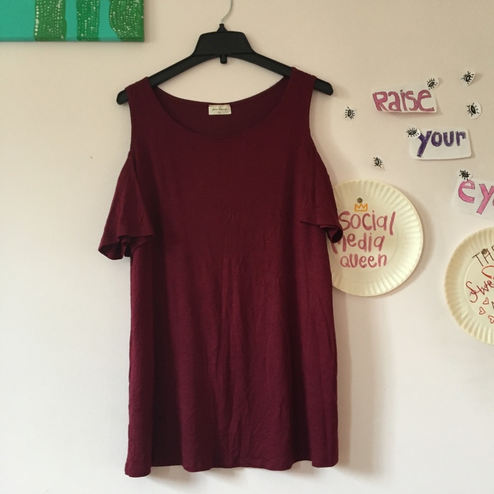 Maroon Off the Shoulders Shirt/Dress