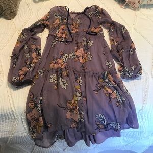 Purple floral sheer dress
