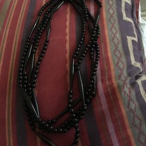 Monies vintage black bead necklace
