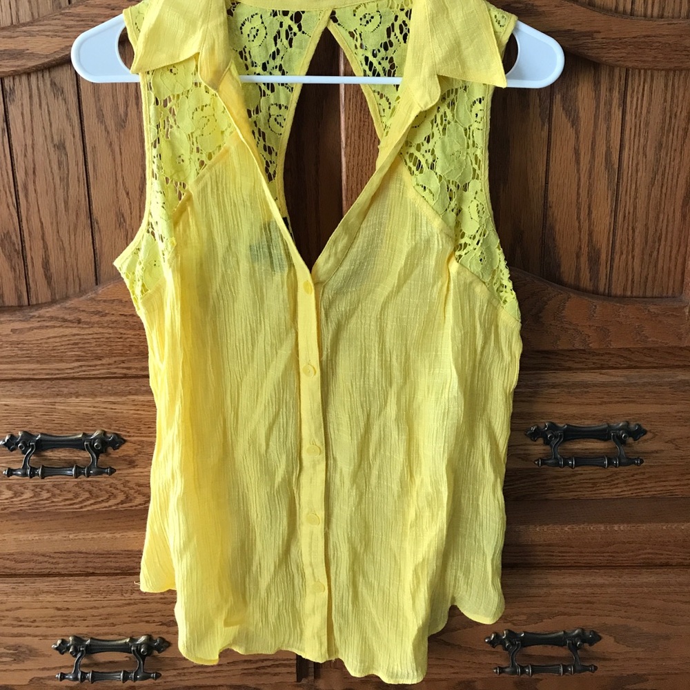 By and By Yellow Button Up Tank
