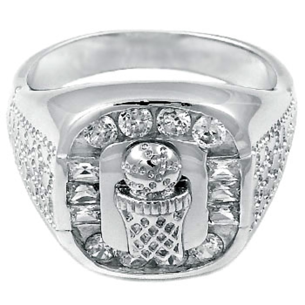 New 925 Silver Basketball Hoop Man Ring sizes 6-12