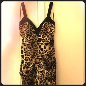 Cache dress leopard color. Fits size 6.