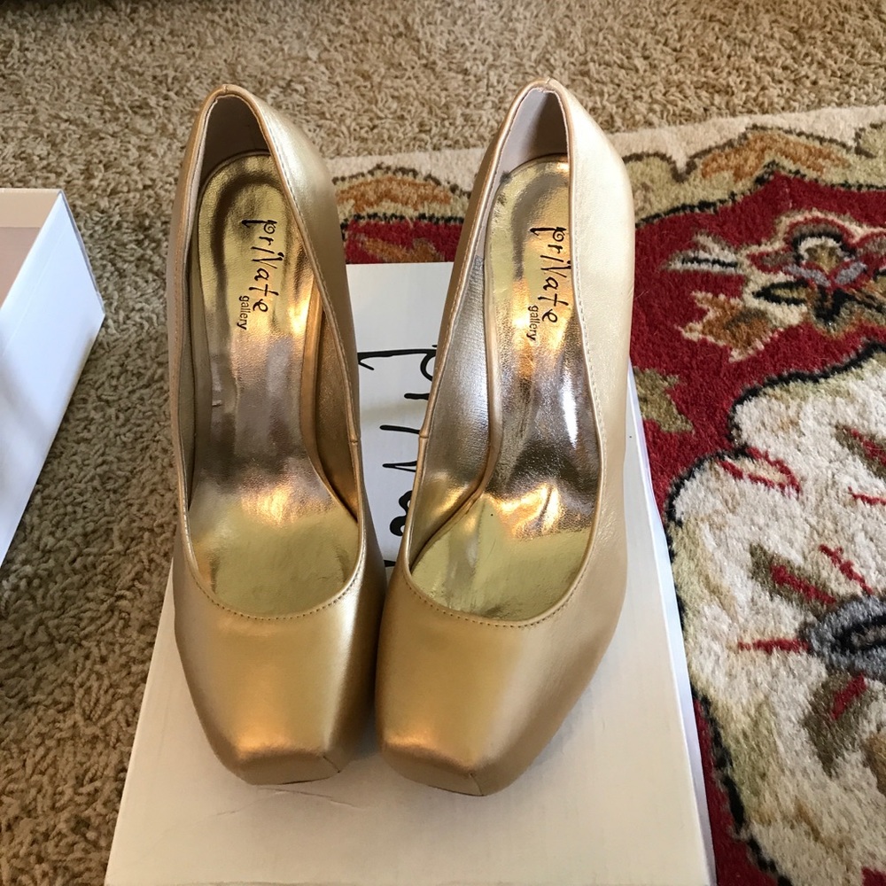Gold heels.