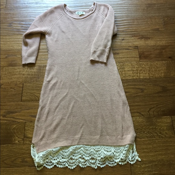 sweater dress with lace bottom