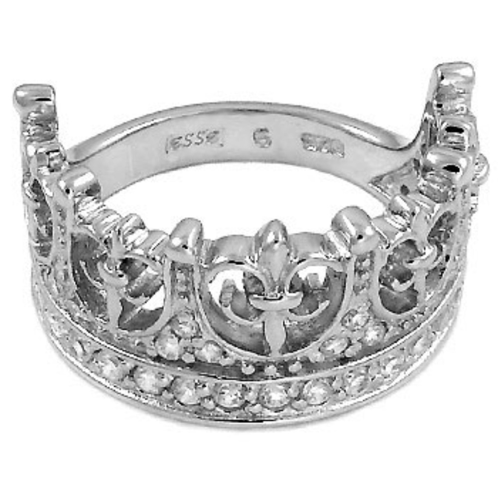 925 Sterling Silver Crown CZ Men Ring sizes 5-12