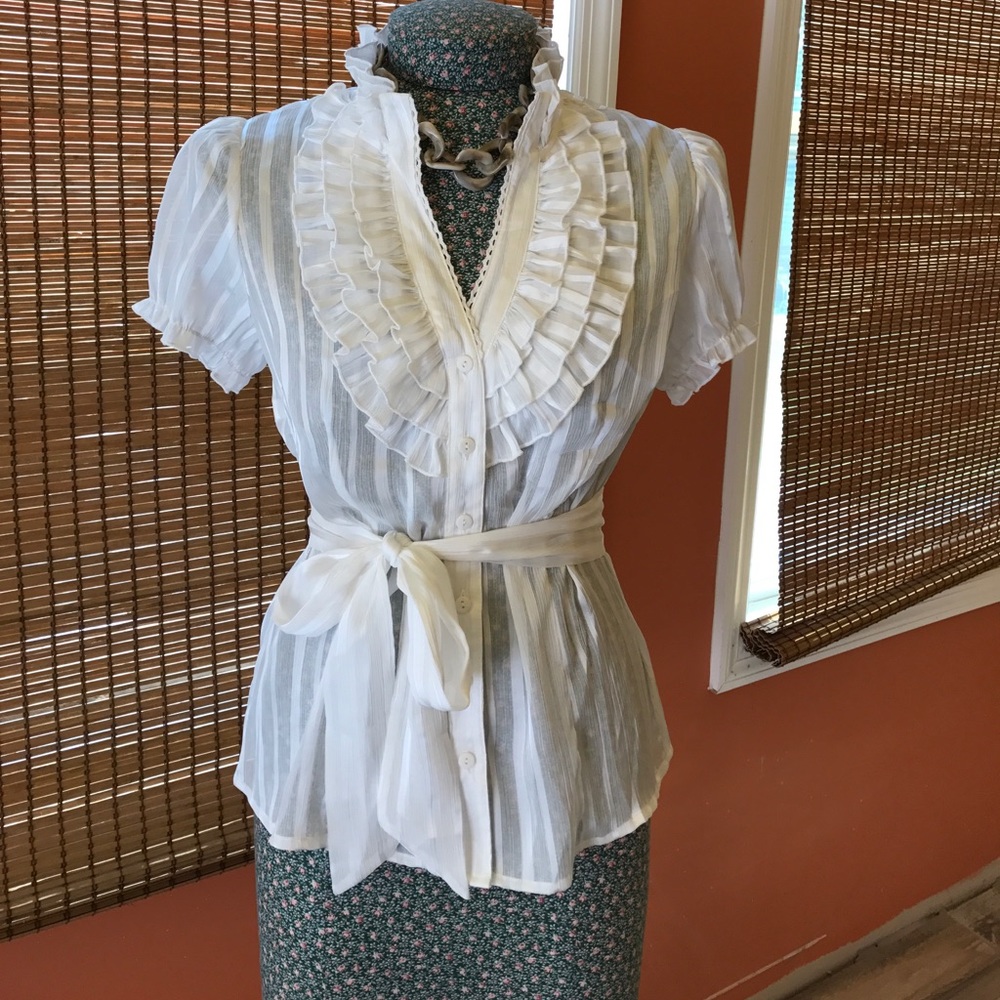 Ruffled sheer button up 😍😍