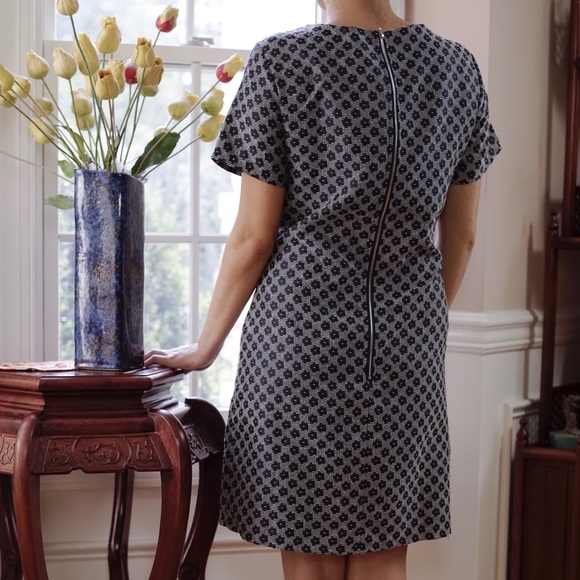 ASOS Flower Jacquard Shift Dress with Zippers - Picture 2 of 3