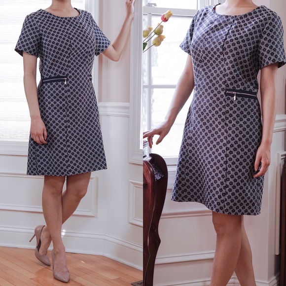 ASOS Flower Jacquard Shift Dress with Zippers - Picture 1 of 3