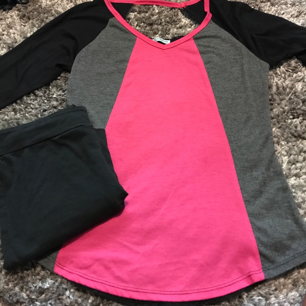 Maurices Black, Pink, and Grey Shirt