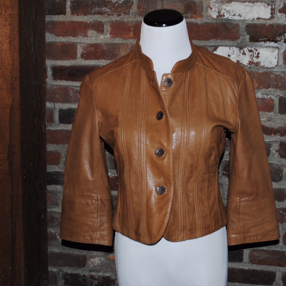 June Brown Leather Jacket Size S