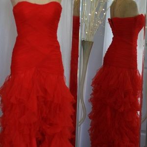 Jovani red ruffled bottom dress