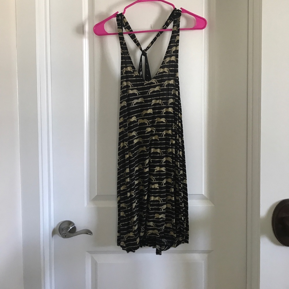H&M black and gold print racer back top