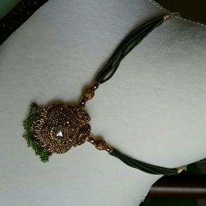 Green ethnic tribal necklace