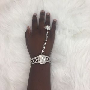 Elegant Diamond Bracelet with Connected Ring