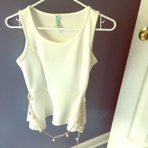 Blouse white with belt