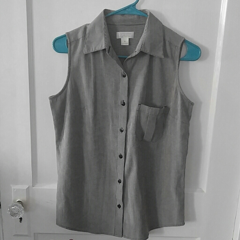 Button up tank top with collar