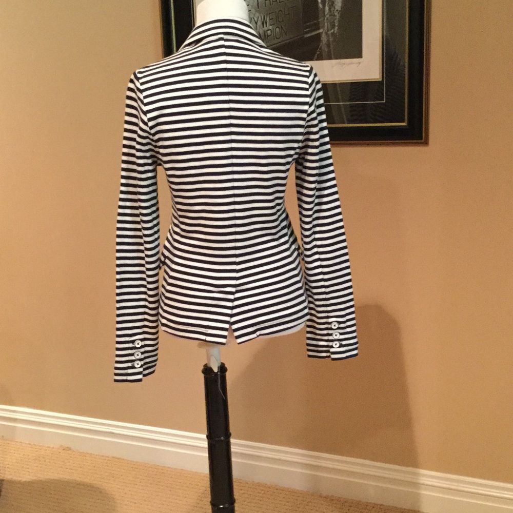 Black & White Striped Button Down Blazer - Picture 2 of 3