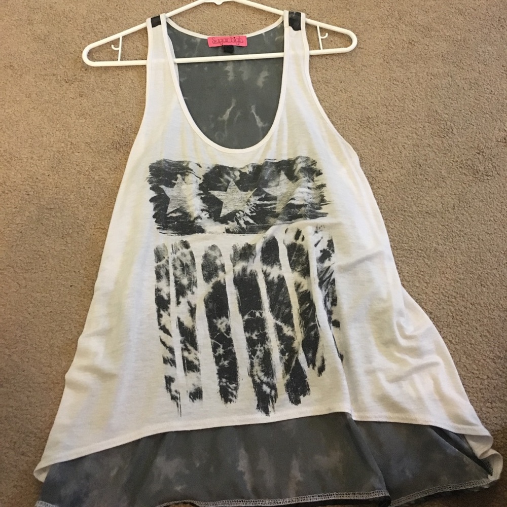 Black and White American Flag Tank Top