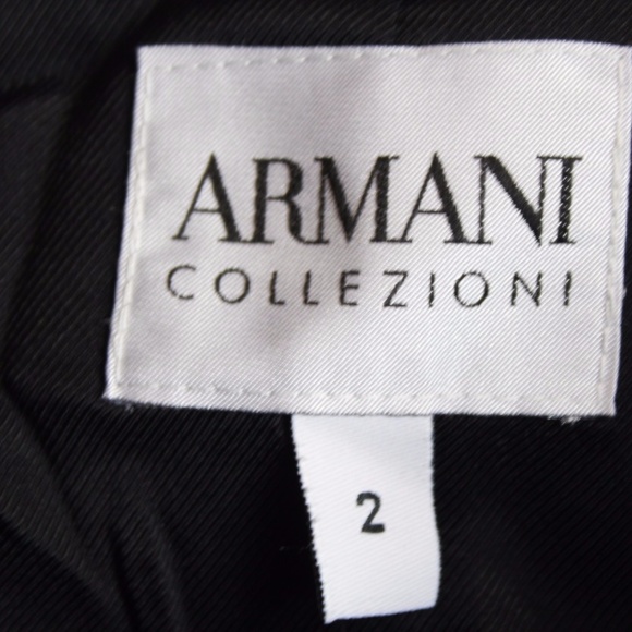 ARMANI BLACK VIRGIN WOOL FLARED SKIRT JACKET SZ 2 - Picture 3 of 4