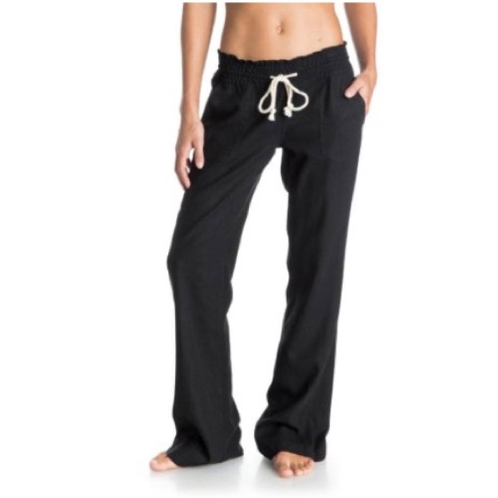 Roxy Black Linen Pants Size XS