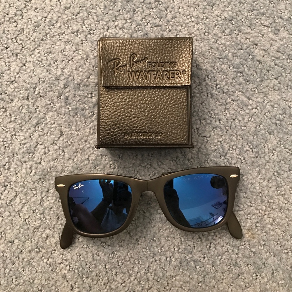 Rayban Folding Wayfarers- blue reflectors.