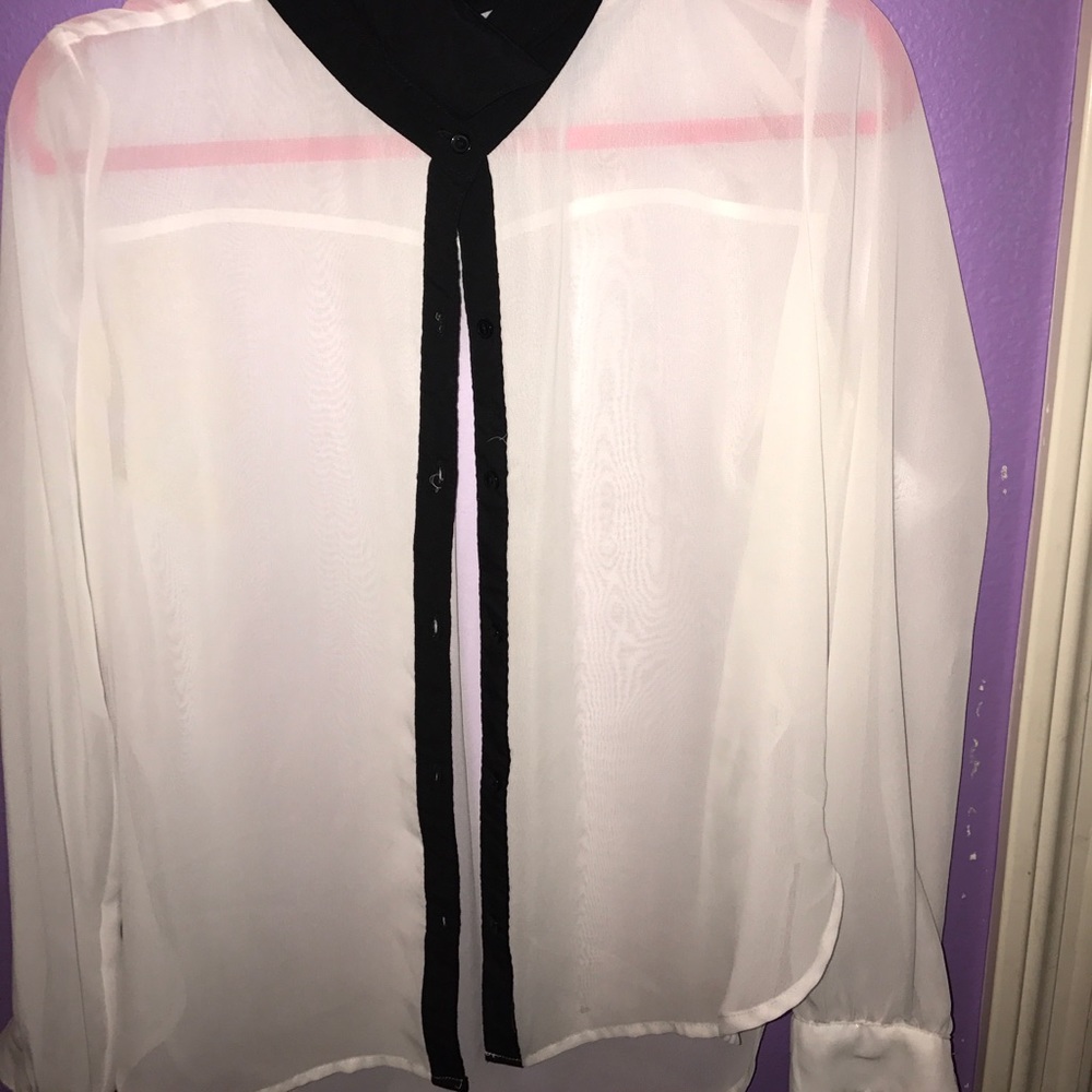 Forever 21 sheer black and white button up