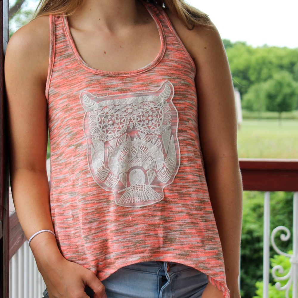 Pink owl tank top