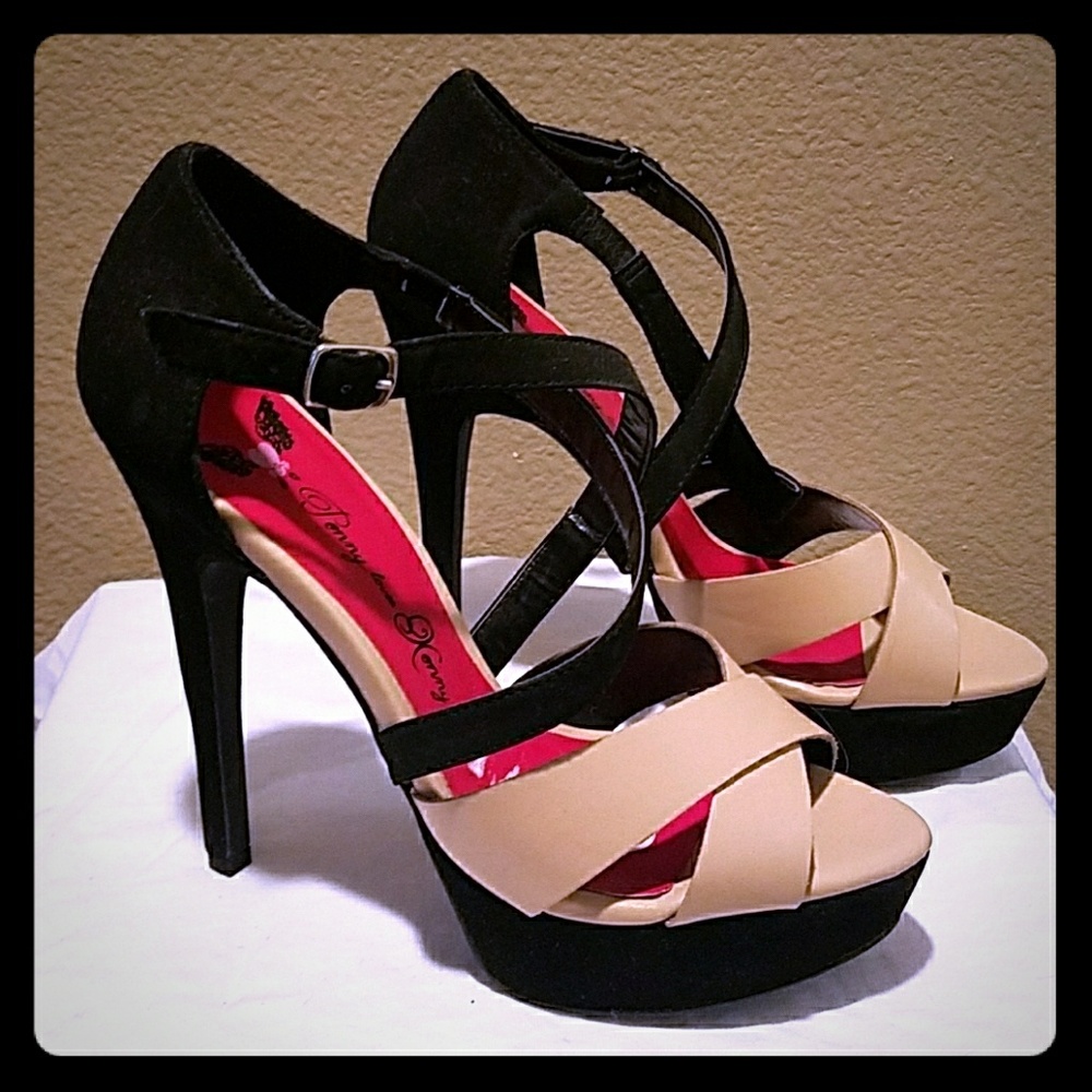Strappy Two-Toned Platform Heels