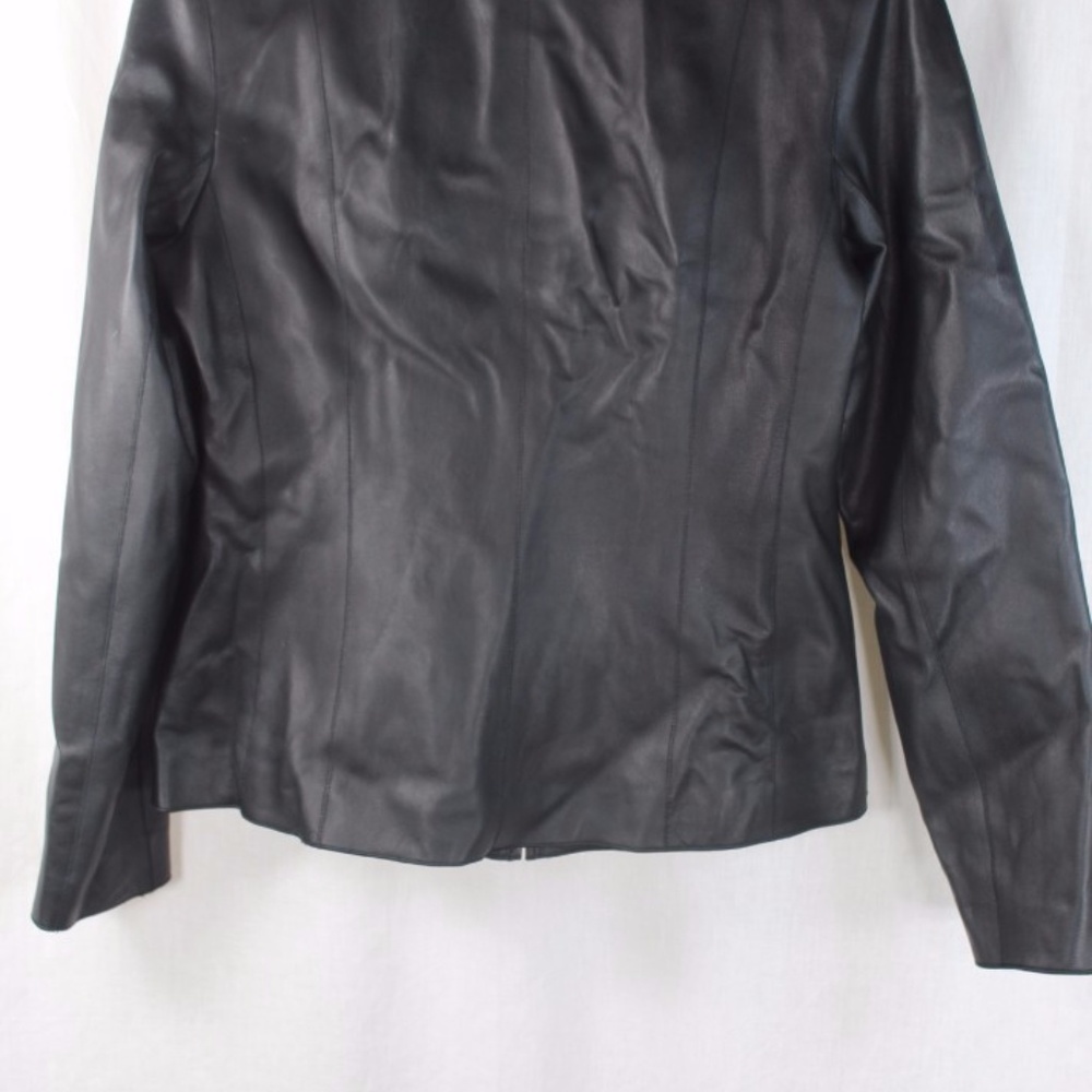 COLE HAAN BLACK GENUINE LAMBSKIN JACKET SZ 8 - Picture 4 of 5