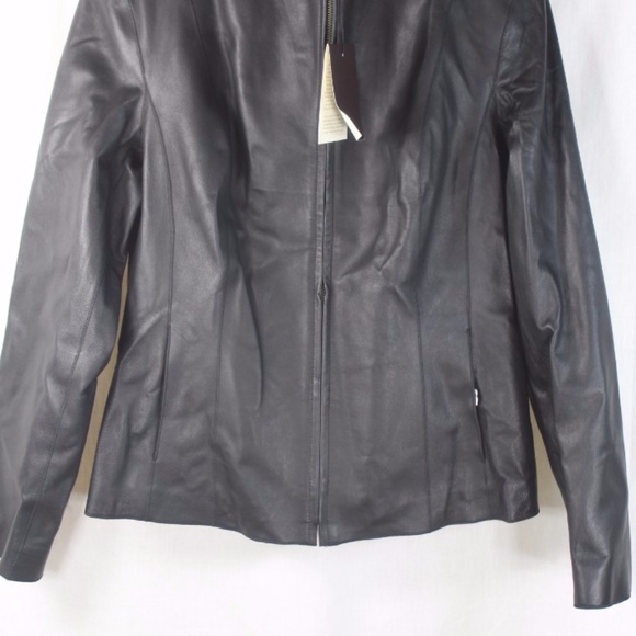 COLE HAAN BLACK GENUINE LAMBSKIN JACKET SZ 8 - Picture 2 of 5