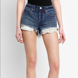 Free People Daisy Chain Lace Denim Shorts