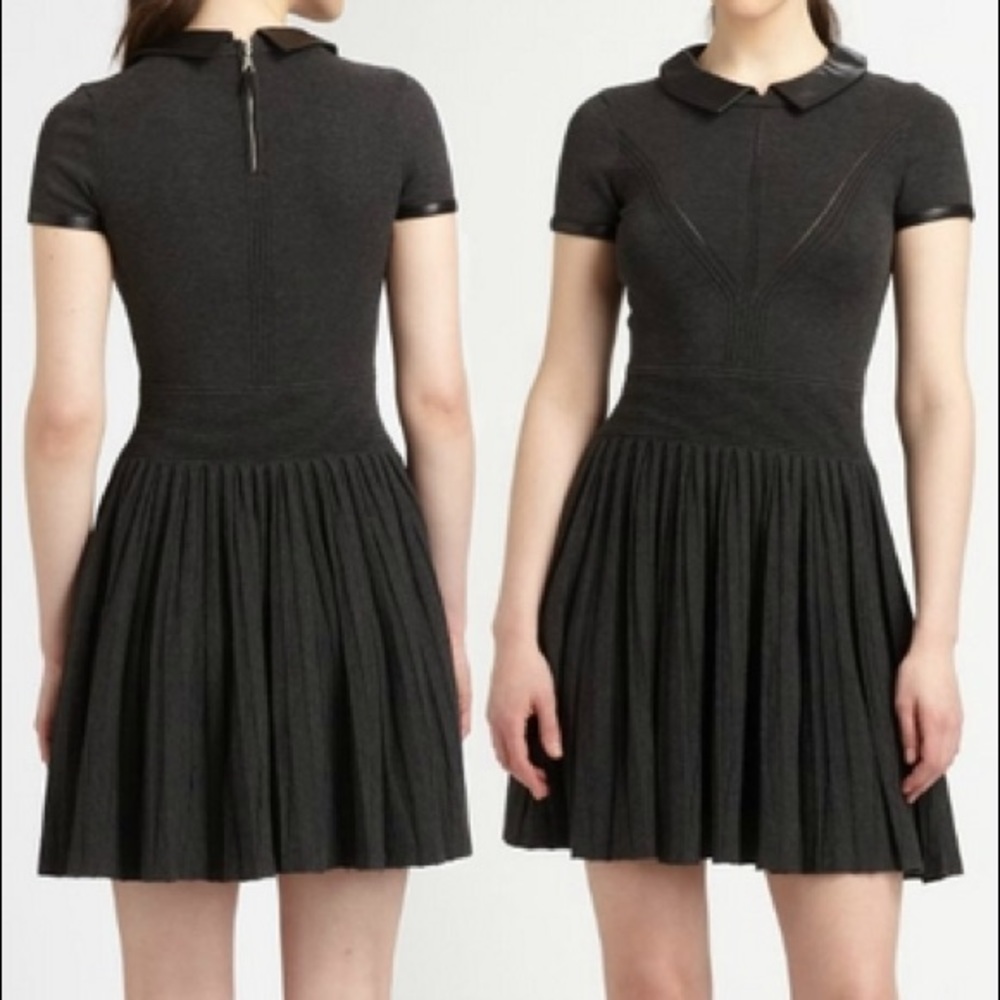 Milly Leather Collared Josephine Dress