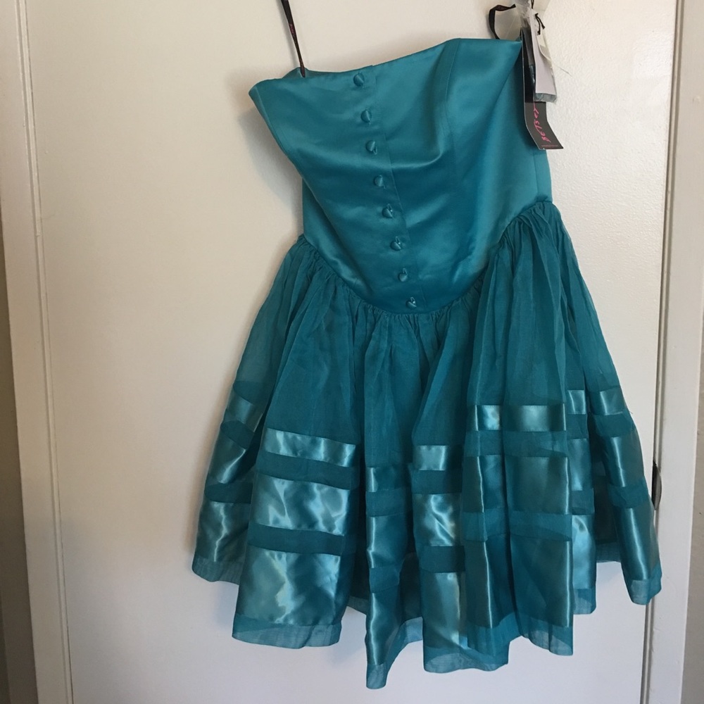 Betsey Johnson brand new cocktail blue satin dress