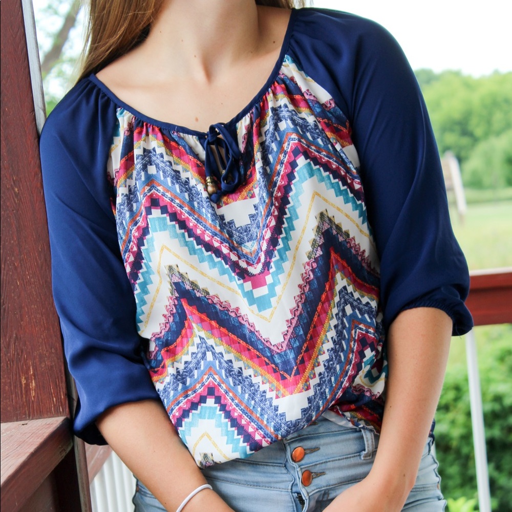 Cute blue with pattern top