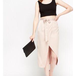 Wrap dusty pink midi skirt
