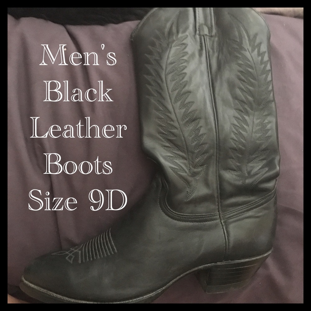 SOLD.  Men's Black Leather Western Cowboy Boots.