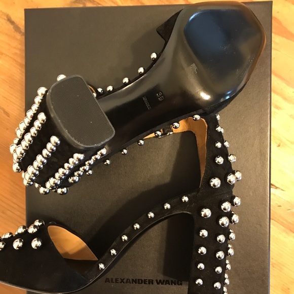 Alexander Wang Studded Sandals Black Suede - Picture 4 of 8