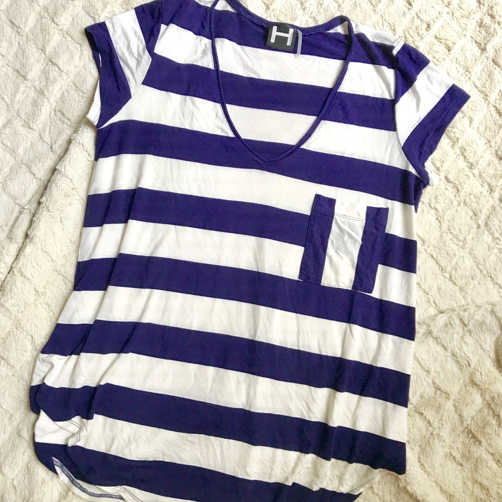 Nordstrom loose fitted striped deep V t-shirt