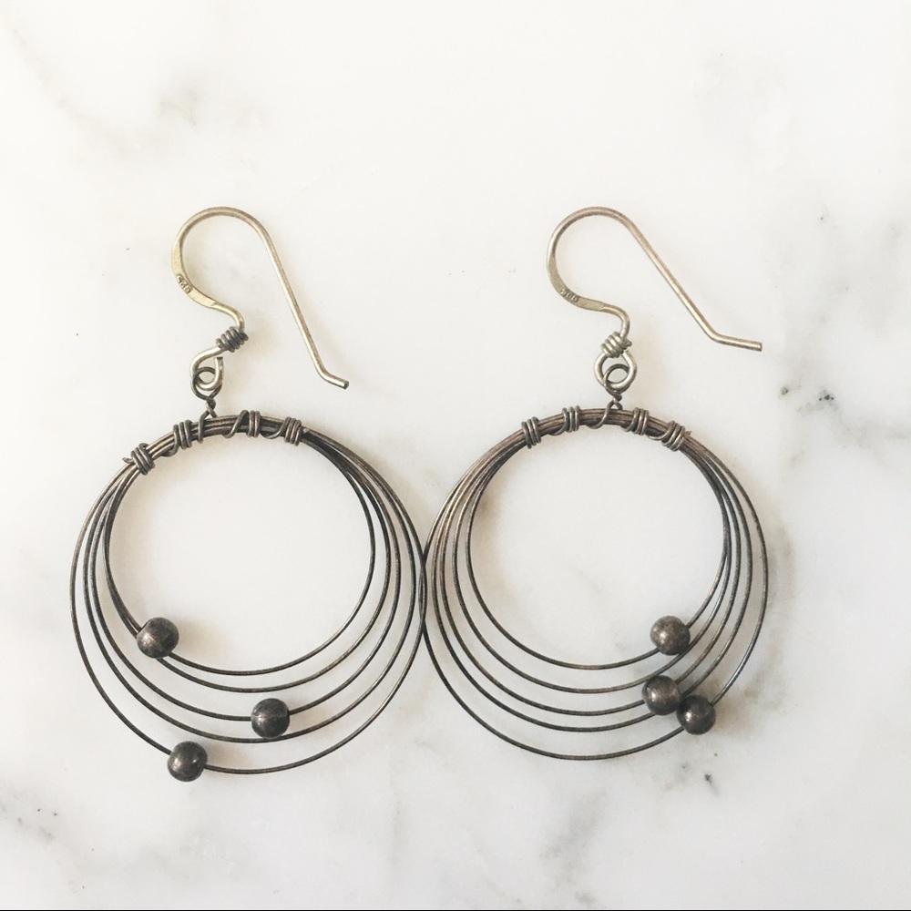 antiqued silver hoop earrings