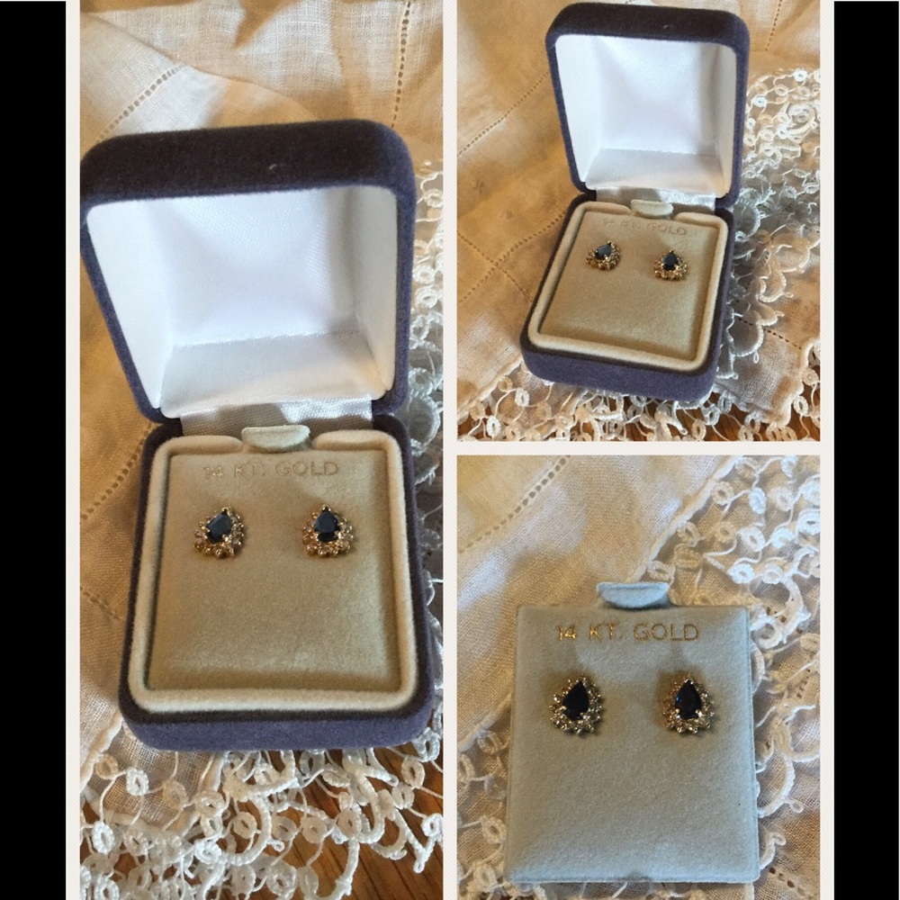 14K Gold Sapphire Earrings✅