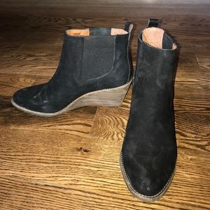 Lucky Brand wedge black suede boots - size 10