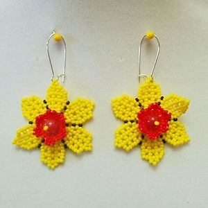 Handmade bead flower earrings