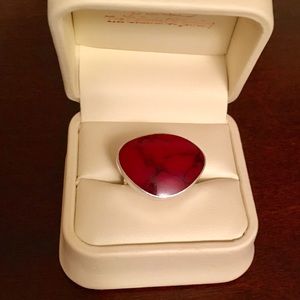 ALMOST NEW Red Coral Sterling Ring