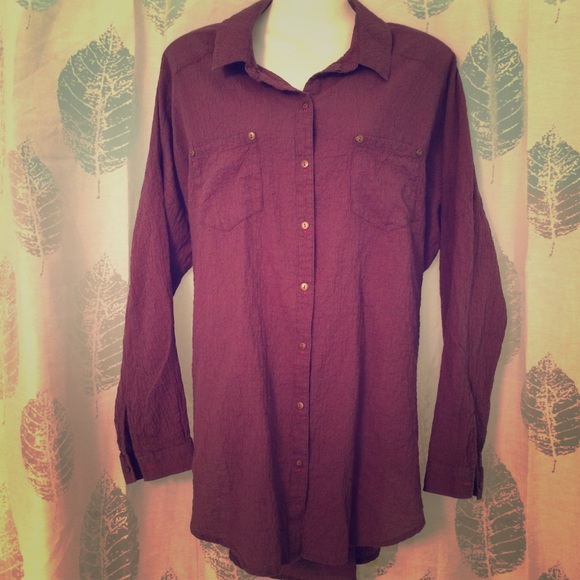 Free People Tops - FREE PEOPLE | crinkle cotton boyfriend shirt S