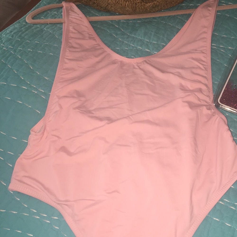 Pink one piece bathing suit